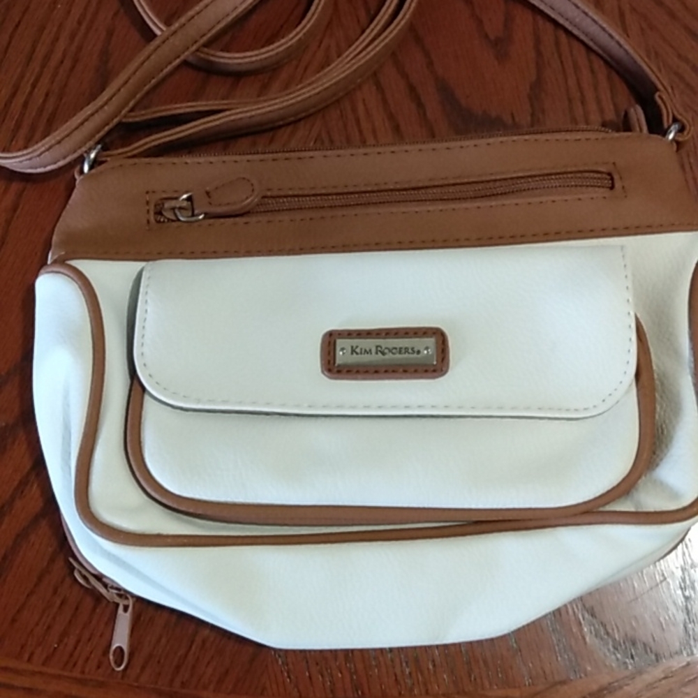 CLEARANCE Kim Rogers Ivory & Brown Small Crossbody Bag NWOT